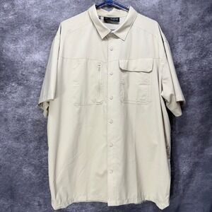 Under Armour HeatGear Tactical Hunter Button Up Shirt Mens XXL Tan Short Sleeve